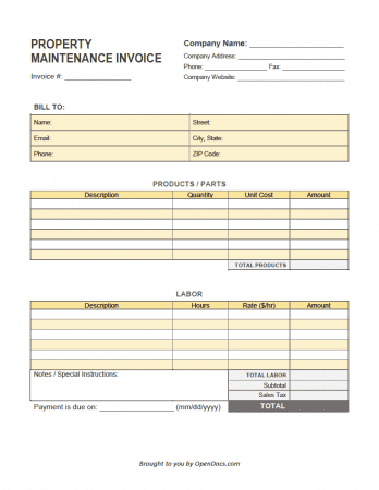 Free Property Maintenance Invoice Template | PDF | WORD | EXCEL