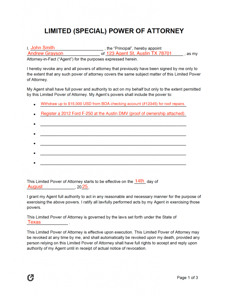 Free Limited (Special) Power of Attorney Forms | PDF | WORD | RTF free-limited-special-power-of-attorney-forms-pdf-word-rtf