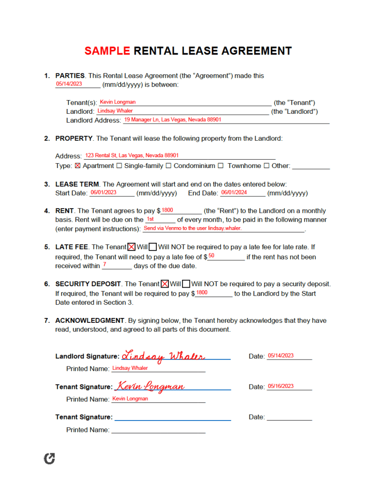 Free Simple (1 Page) Rental Lease Agreement | PDF | WORD | RTF