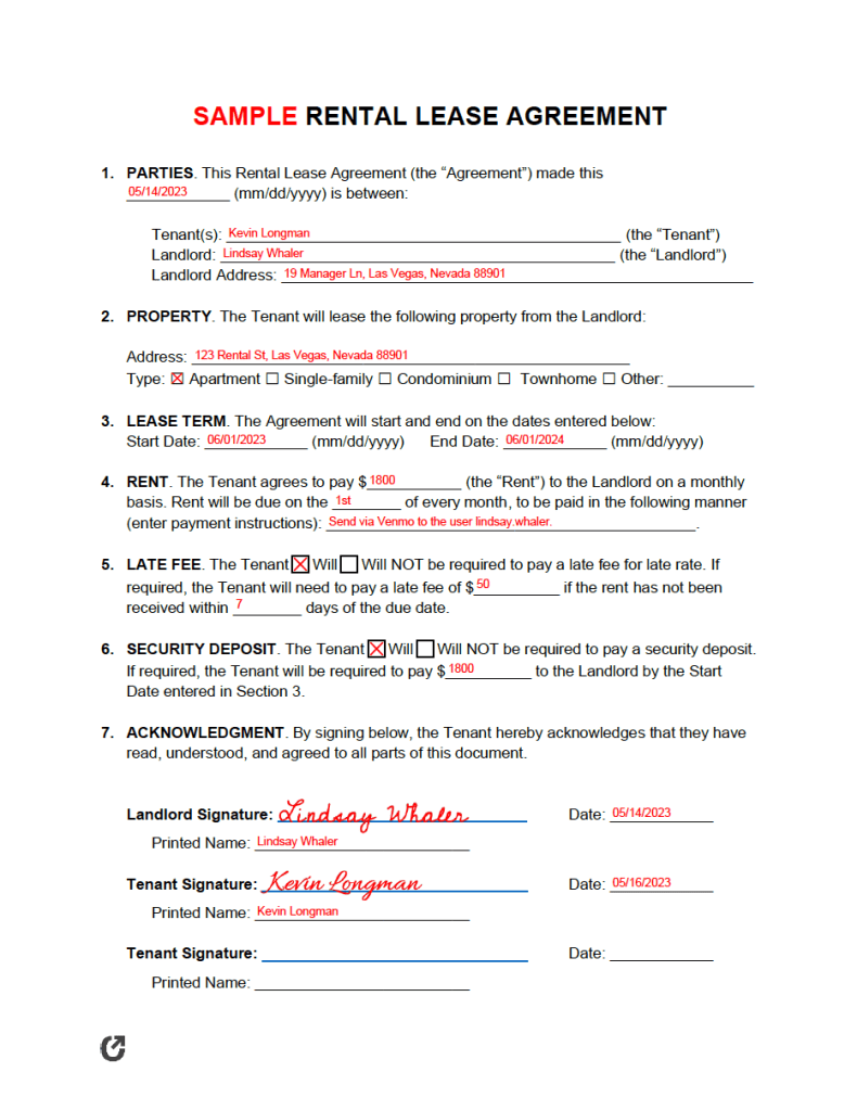 Free Lease Agreement RELEASE Form, Sample - PDF