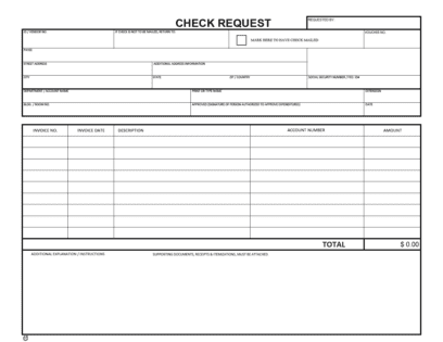 Free Check Request Forms | PDF | WORD | EXCEL