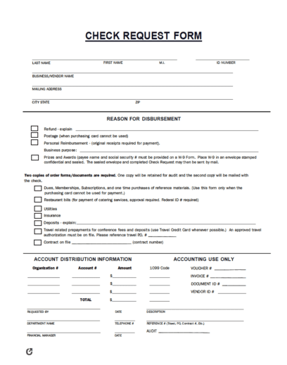 Free Check Request Forms | PDF | WORD | EXCEL