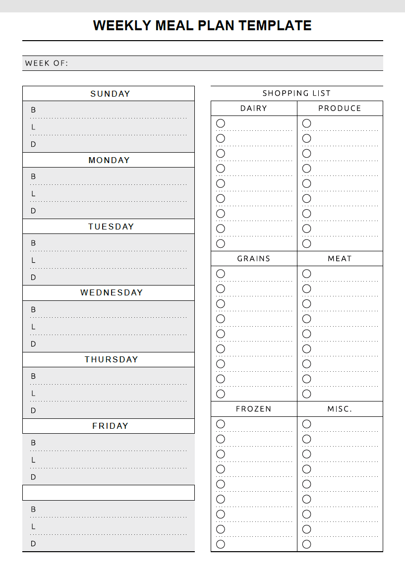 Free Meal Planning Templates, PDF